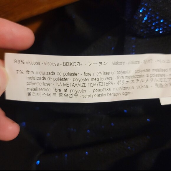 Zara Blue Shimmer Sparkle Lurex V-Neck Crossover Midi Dress Cocktail Size XS - Picture 5 of 13